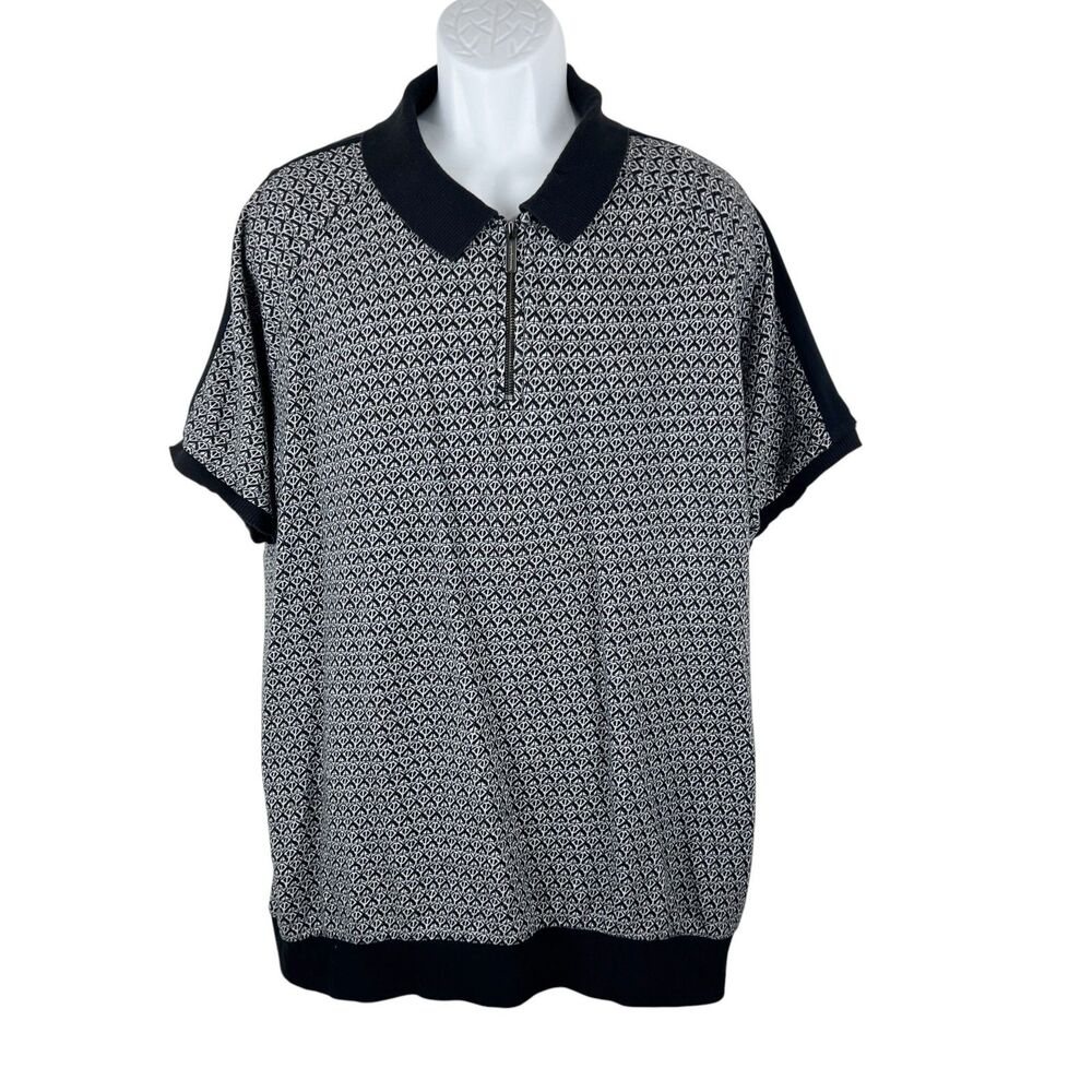 Shaquille O'Neal XLG Polo Shirt Men 2XL Black Quarter Zip Short Sleeve Knit